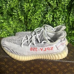 Yeezy Gray and Cream Knit Sneakers